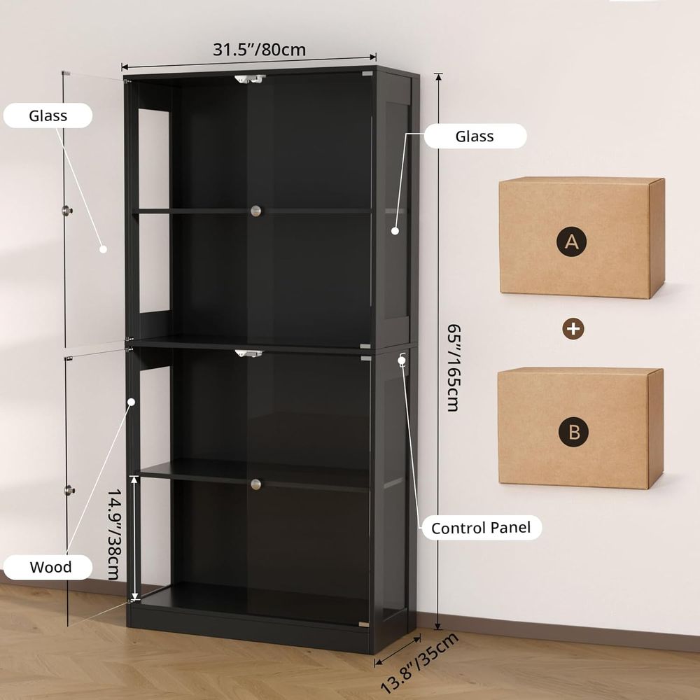 65 Glass Door Display Cabinet, - Storage & Organization ulasan dan harga