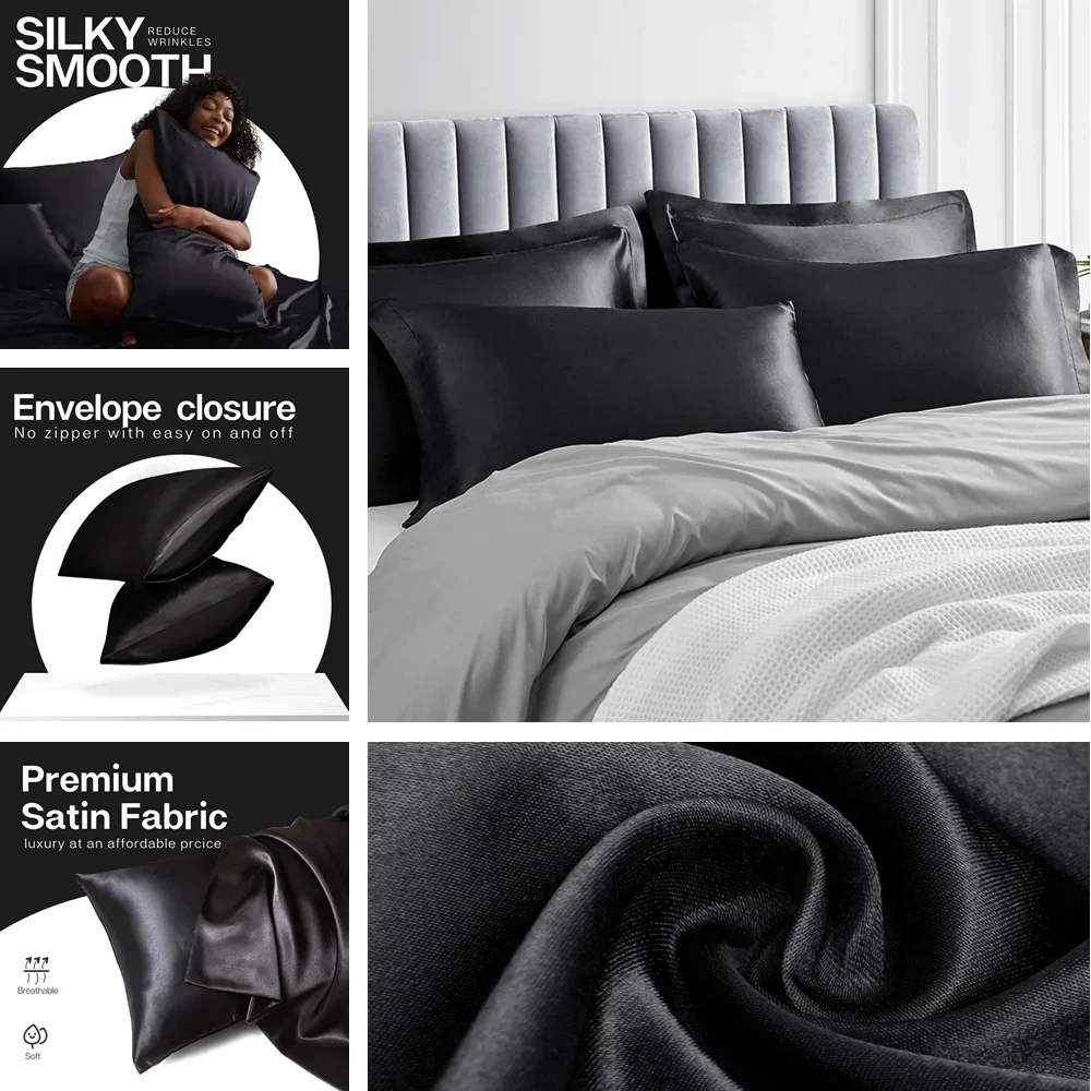 2 Pack Satin Pillowcase for Ha - Satin Silk Pillowcase Hair Skin ulasan dan harga