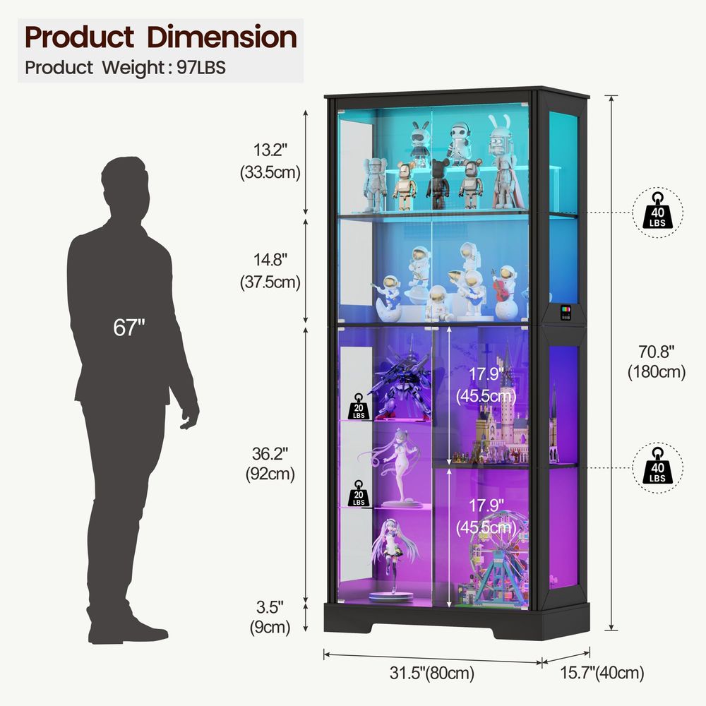 Lighted Corner Display Curio C - Storage & Organization ulasan dan harga