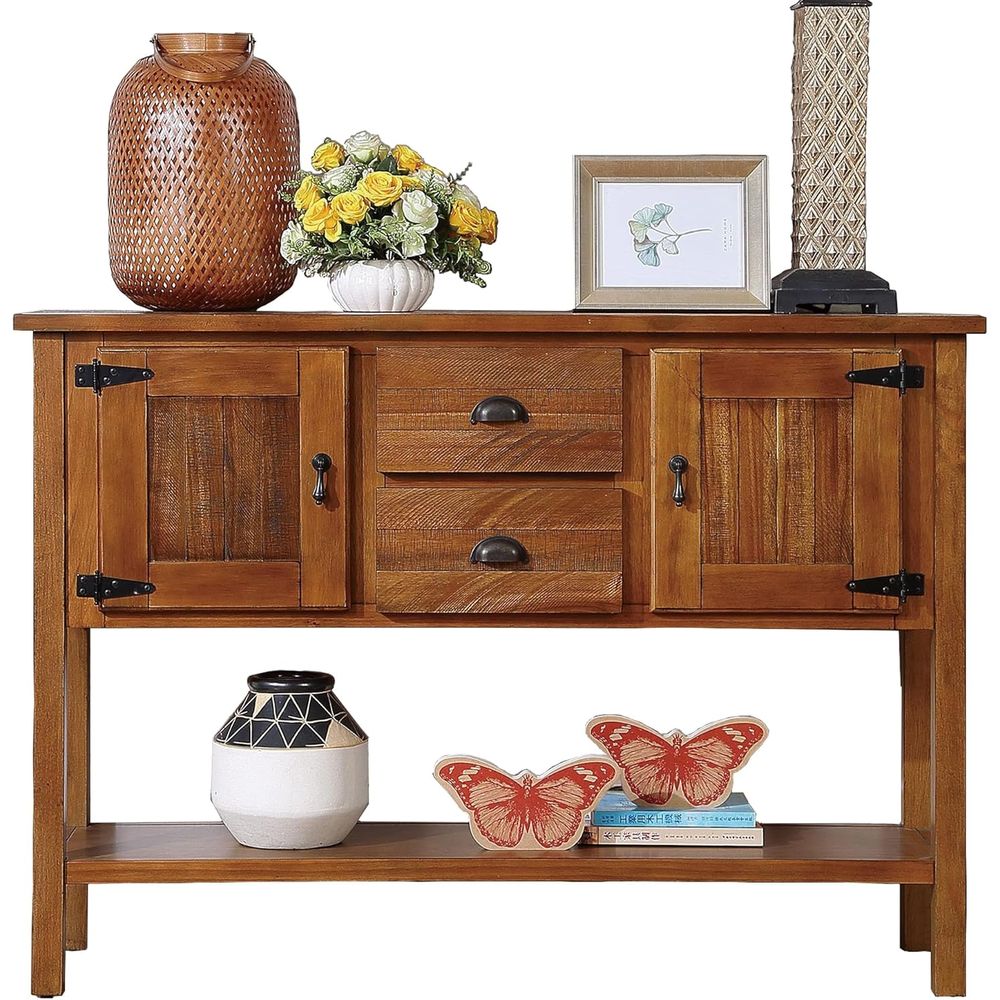 Solid Wood ole Table with Ders - Storage & Organization ulasan dan harga